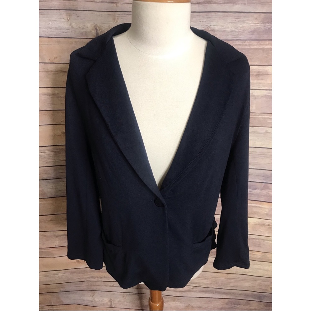 Market & Spruce Kristah Blue Knit Ruffle Blazer